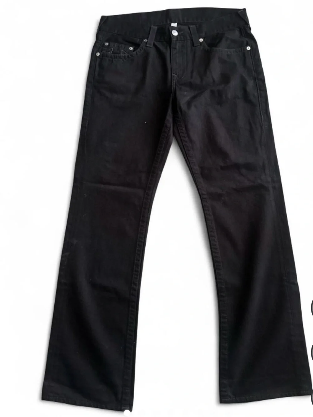 True Religion Men’s Black Straight Jeans with Signature Stitching